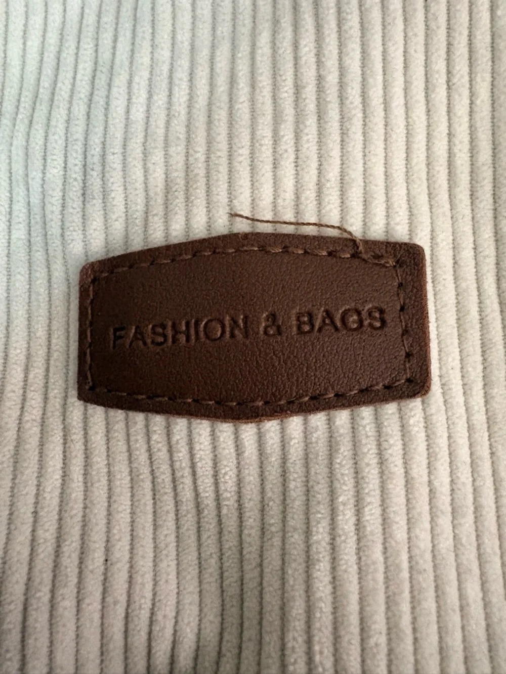 Cream Corduroy Hobo Bag with Leather Patch - Picture 2 of 4